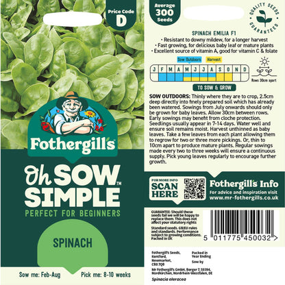 Green Spinach seed packet information